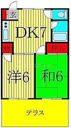 ビラサンホワイト 1階2DKの間取り