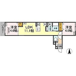 セレスティア南花畑III 2LDKの間取図画像
