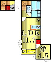 grande plage 2階1LDKの間取り