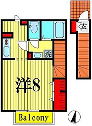 HABITATION 2階1Kの間取り