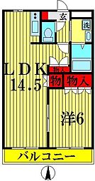 サンヴィラージュ 3階1LDKの間取り