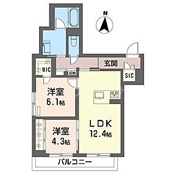 THE SENSE 2LDKの間取図画像