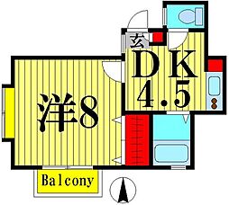 YMハイツ 1階1DKの間取り