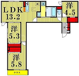 グラナーデ興野 1階3LDKの間取り