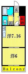 パレ・ドール五反野 3階1DKの間取り