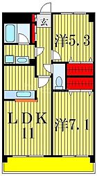 フォルティーヌ皿沼 2階2LDKの間取り