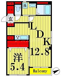 ラシーネ扇サクラ 1階1LDKの間取り