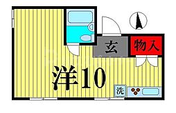 コーボルト五反野 2階1Kの間取り