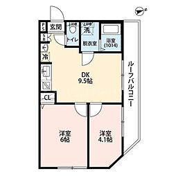 エクセラン竹ノ塚 3階2DKの間取り