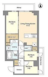 コンフォリア竹ノ塚イースト 2階3LDKの間取り
