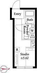 トネリパークフロント1 4階ワンルームの間取り
