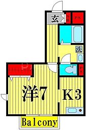 Ｔ’ｓ 3階1Kの間取り