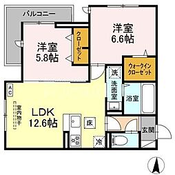メゾンアーク西新井II 2階1LDKの間取り