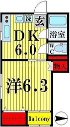 オグラビル 2階1DKの間取り