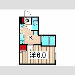 ブルーローズ 1階1Kの間取り