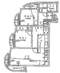 レジデンス竹の塚 3階2LDKの間取り