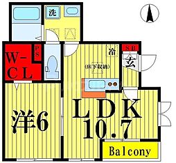 シャロン K 1階1LDKの間取り