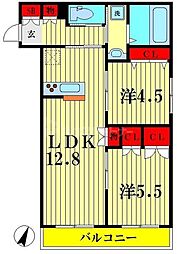 カーサシエロブルー 2LDKの間取図画像