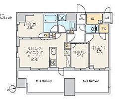 クレストコート北千住レジデンス 3LDKの間取図画像