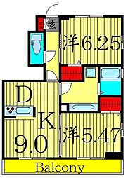 プランドールF 2DKの間取図画像