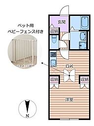 brillante paws 舎人 1DKの間取図画像