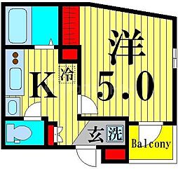 グランクオール西綾瀬2丁目 1Kの間取図画像
