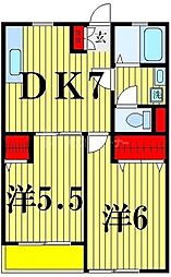 サンパティーク西綾瀬 2DKの間取図画像