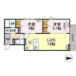 セレスティア西新井II 2LDKの間取図画像