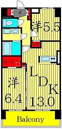 プラティーク六町 2LDKの間取図画像