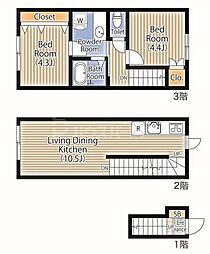コパン扇大橋BASE 2LDKの間取図画像