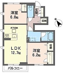 アムール 2LDKの間取図画像