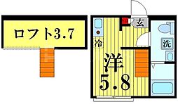 ル・ソレイユ五反野 ワンルームの間取図画像