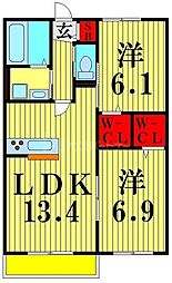 グラントレ宮城 2LDKの間取図画像