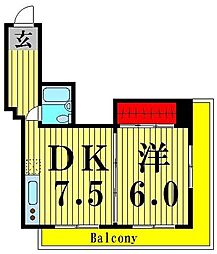 ユニバーサルマンション 2DKの間取図画像