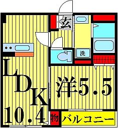 星谷ハイム五番館 1LDKの間取図画像