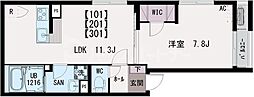 (仮)イクシオ本木東町 1LDKの間取図画像
