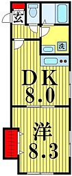 メゾンロータス2 1DKの間取図画像