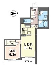 オウル 1LDKの間取図画像