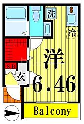 reveurHANAHATA ワンルームの間取図画像