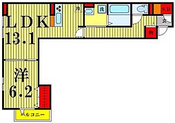 ラウレア六町 1LDKの間取図画像