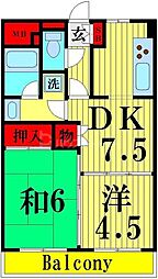 プラザホワイトB 2DKの間取図画像