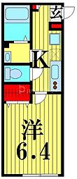 ブリスパーク 1Kの間取図画像
