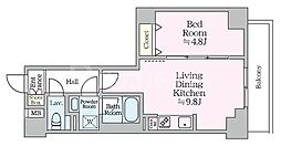 足立区西新井栄町3丁目マンション 1LDKの間取図画像