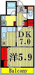 コーポレート竹の塚二丁目 1DKの間取図画像