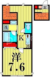 オーツーレジデンス青井 1Kの間取図画像
