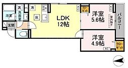 セレスティア六町IV 2LDKの間取図画像