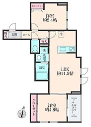 アレーズ・テラ 2LDKの間取図画像