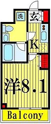 プレール・ドゥーク梅島 1Kの間取図画像