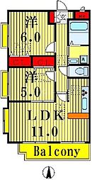 ルネシェスタ 2LDKの間取図画像