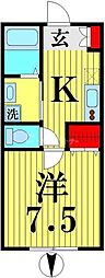 パークヒルズ竹ノ塚 1Kの間取図画像
